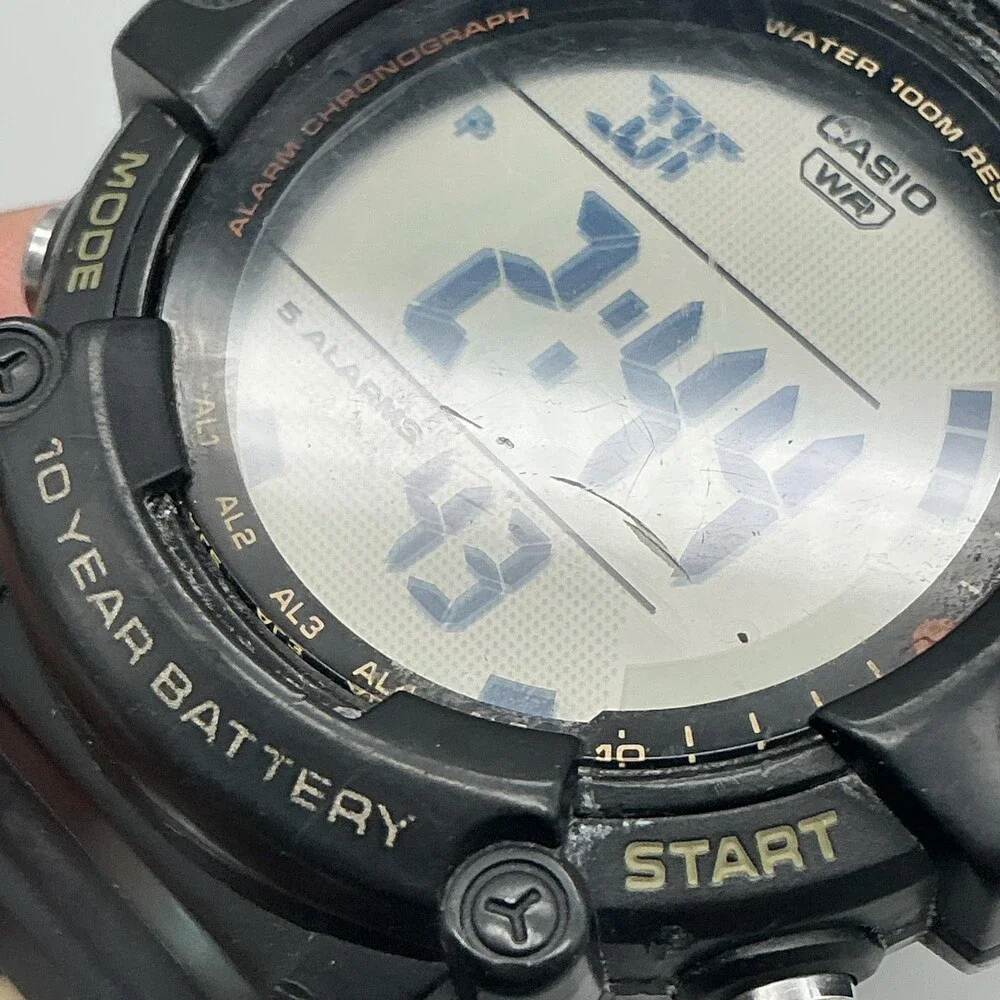 Casio AE-1500WH Mens Watch 51mm Silver Tone Digital Black Alarm New Battery
